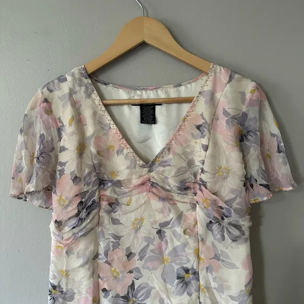 ECI New York Vintage Silk Drop Waist Dress Size 10 - Image 6