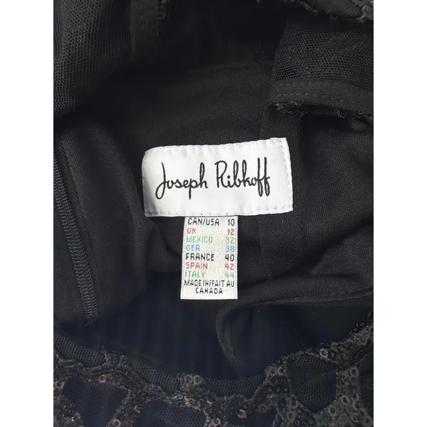Joseph Ribkoff Black Sequin Mesh Overlay Sheath Dress‎ Womens 10 Sleeveless - Image 6