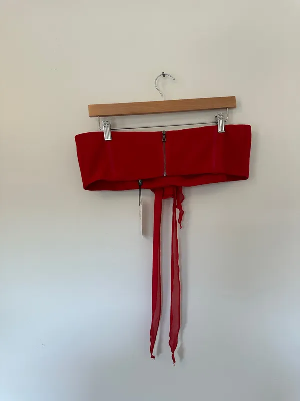 Bardot Akasha Crop Top in Deep Red - Image 7