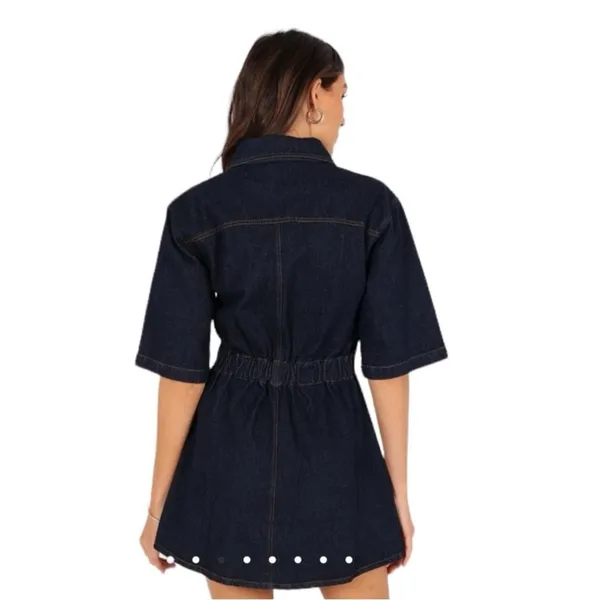 Petal & Pup Rev Mini Short Sleeve Button Denim Dress Size Small NEW - Image 4