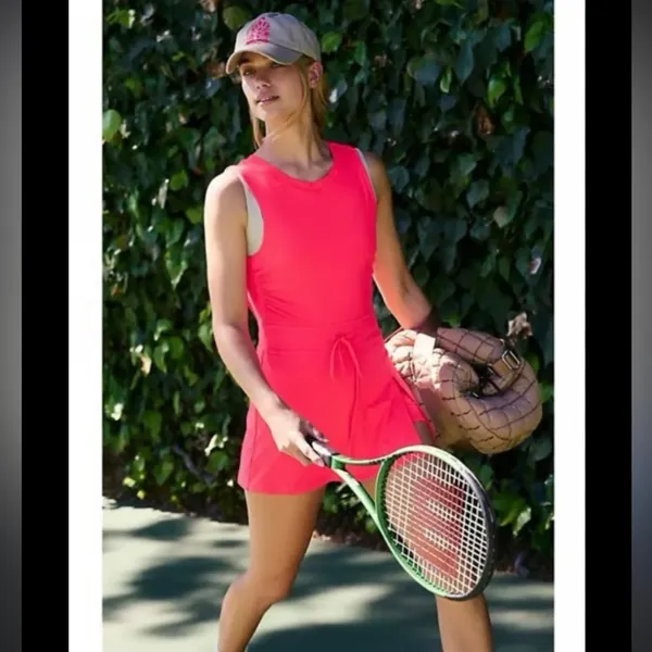 Free people Movement Easy Does It Dress active cutout mini tennis logo $98 pink - Image 3