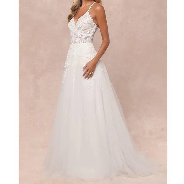 NEW Lulus Luxe Bridal Glorious Luxury Sheer Tulle Embroidered Wedding Maxi Dress - Image 3
