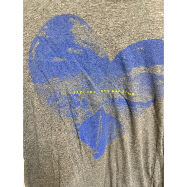 American Eagle Gray Heart‎ Graphic Long Sleeve Tee "Take The Long Way Home" M - Image 3