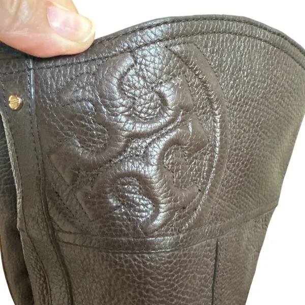 Tory Burch Marlene Dark Brown Tumbled Leather Riding Boots 8.5 - Image 12