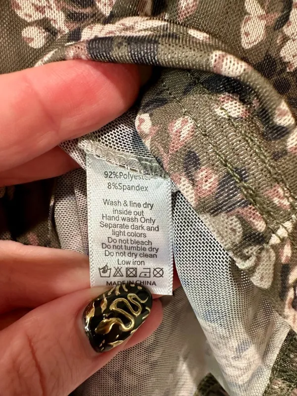 Mia Joy Olive Floral Sheer Mesh Mock Neck Top XL NWOT - Image 4