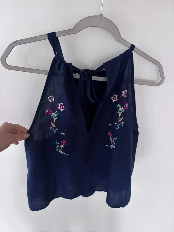 Free People Embroidered Floral Blouse | Size M - Image 9