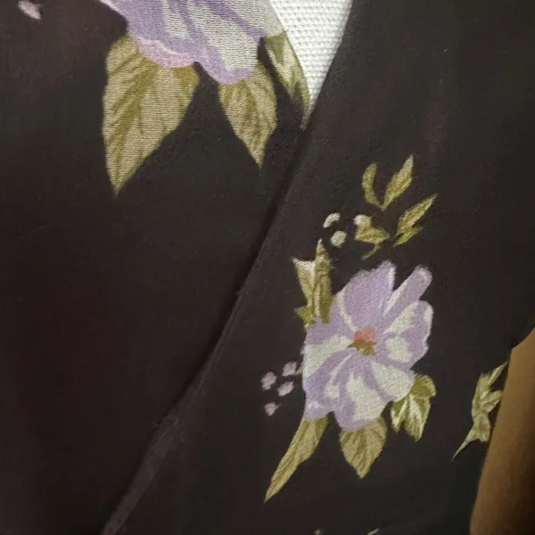 Urban Outfitters Sheer Sleeve Black Floral Dress size XS - Image 4
