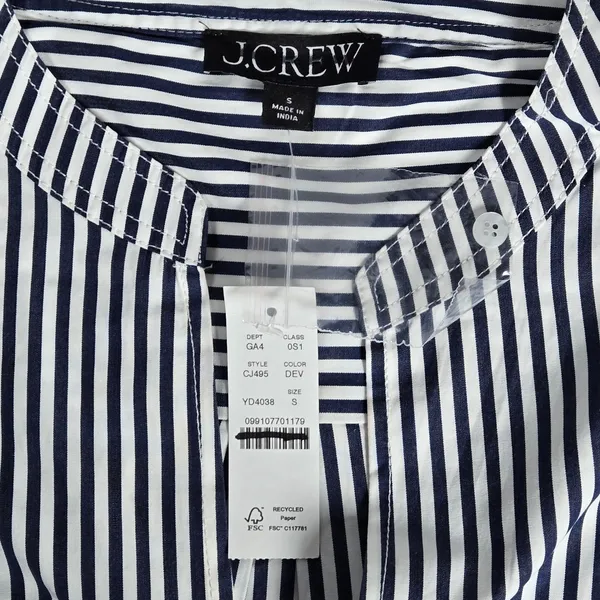 J. Crew Delilah dress striped cotton poplin‎ CJ495 S NWT Short Sleeve Blue White - Image 3
