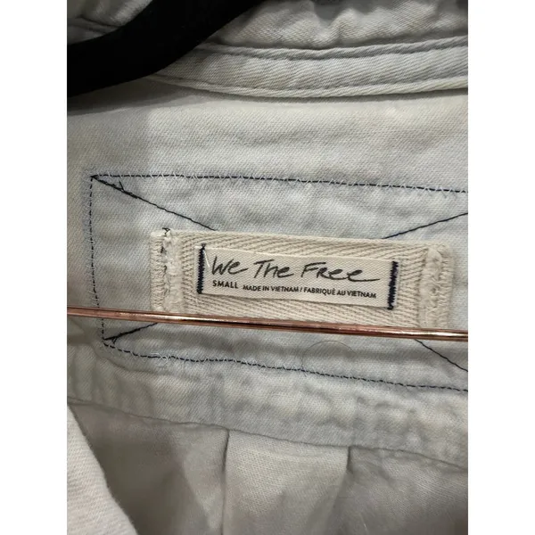 Free People Women Jacket Small White We The Free Cropped Raw Hem Cotton Linen - Image 4