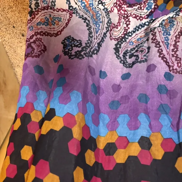 Ark & Co‎ Smocked Maxi Dress Purple Paisley Geometric Spaghetti Strap Size S - Image 7