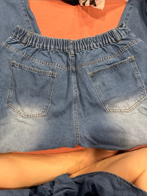 SHEIN | High-Waist Blue Denim Sailor Jeans | Size 0XL (12) PETITE - Image 5