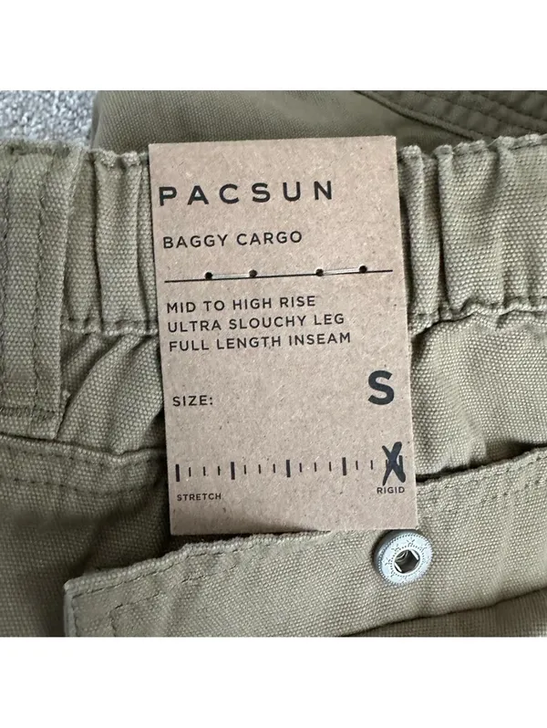 Pacsun Cotton Drawstring Waist Baggy Cargo Pants NWT Aloe Olive Green Small - Image 8