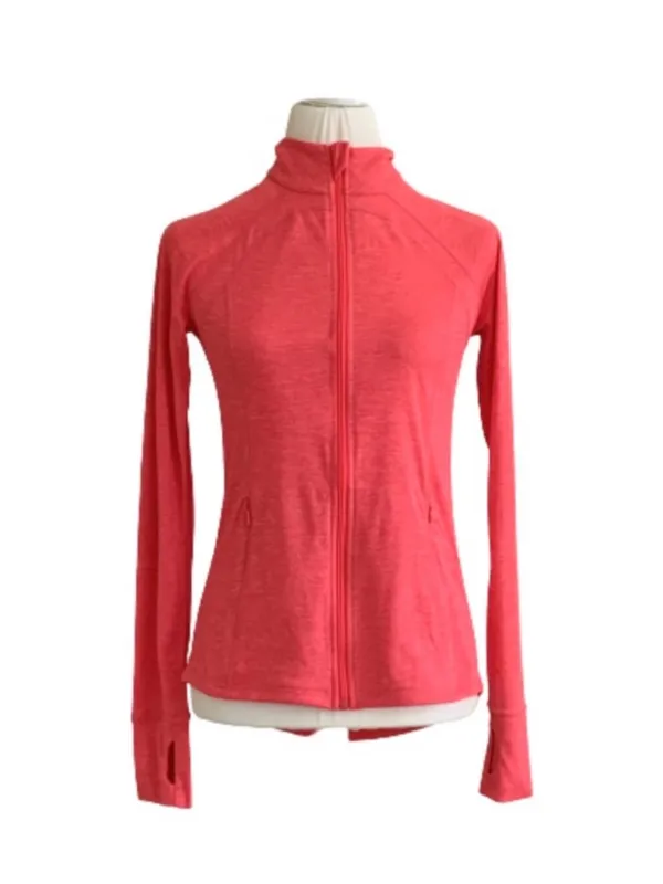 Ideology Coral Pink Mock Neck Front Zipper Pockets Athletic Jacket Top Size XS - Image 2