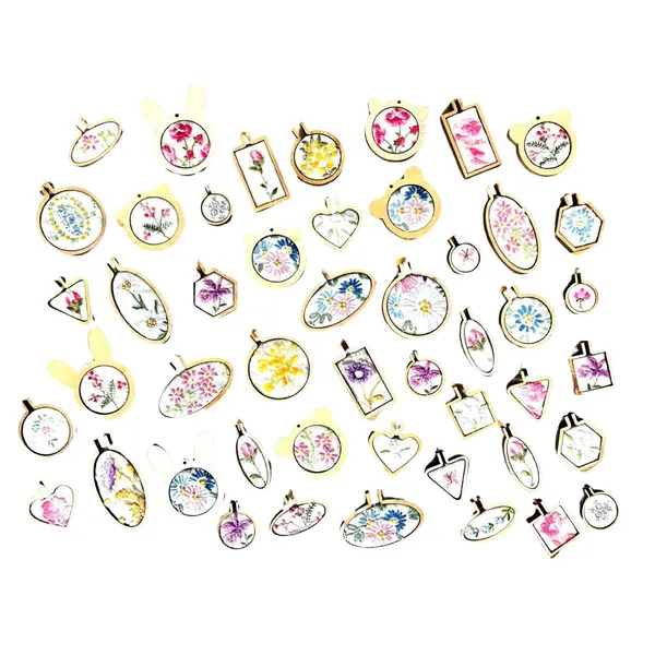 Small Triangle Handmade Embroidered Loom Pendants from Vintage Handkerchiefs - Image 2