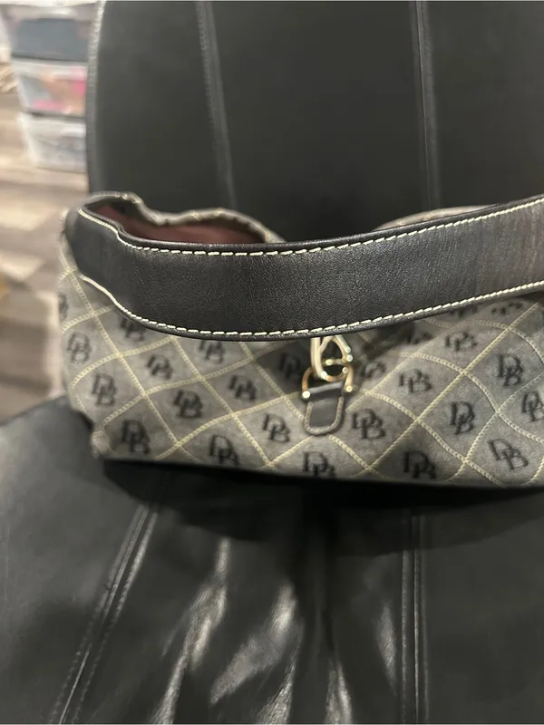 Dooney & Bourke Black and Gray Monogram Hobo with Gold Hardware - Image 3