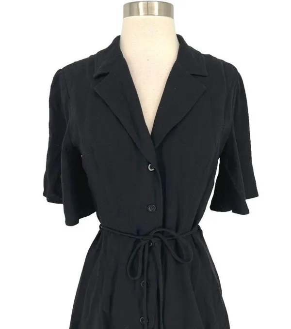 Emory Park Shirt Style Romper with Flutter Sleeves Black Size Small NWT - Image 2