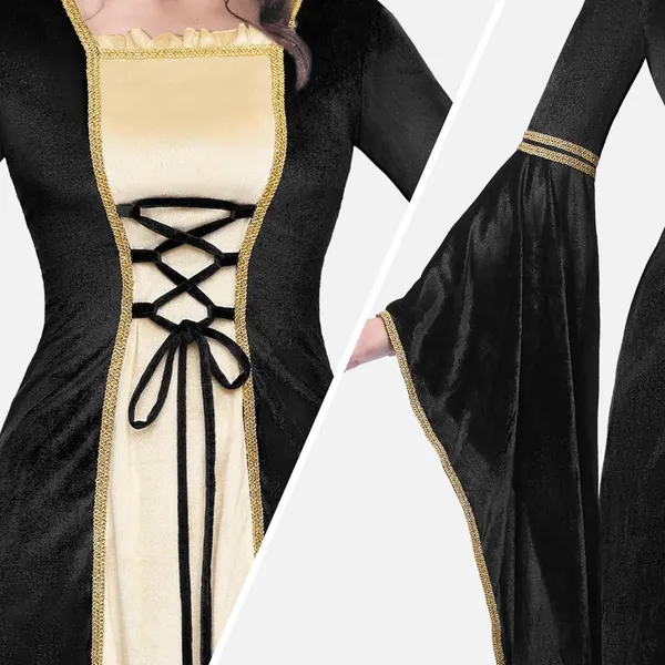 Spooktacular Renaissance Costume Women Velvet Medieval Dress Halloween LARGE - Image 6