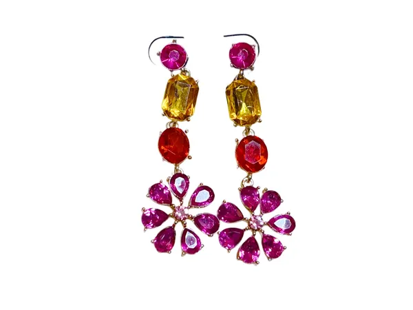 Bebe Sparkling Flower Crystal Rhinestone Floral Dangle  - Image 7