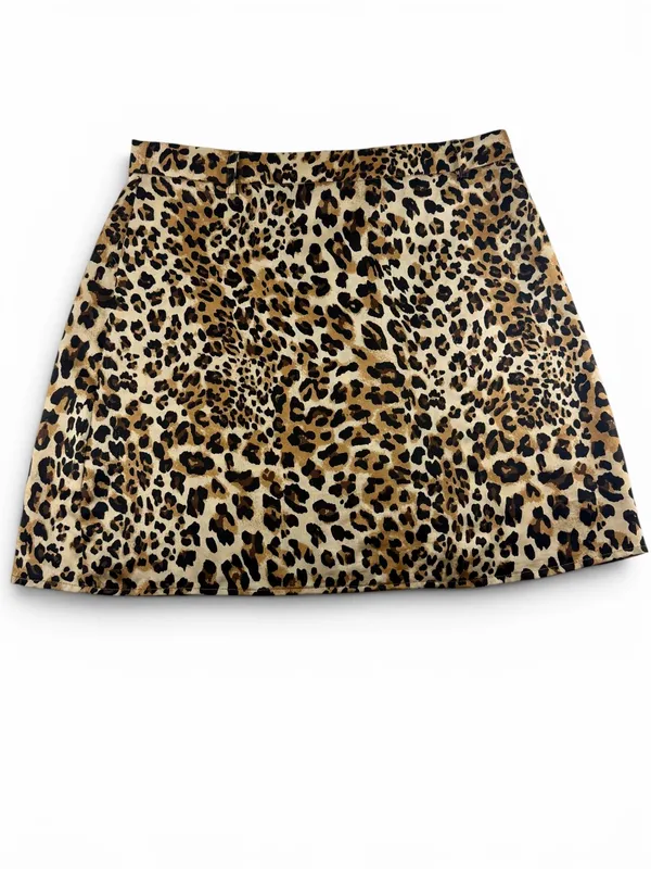 Nasty Gal Leopard Print Mini‎ Skirt Size 6 Y2K Cheetah A-Line Mini - Image 3