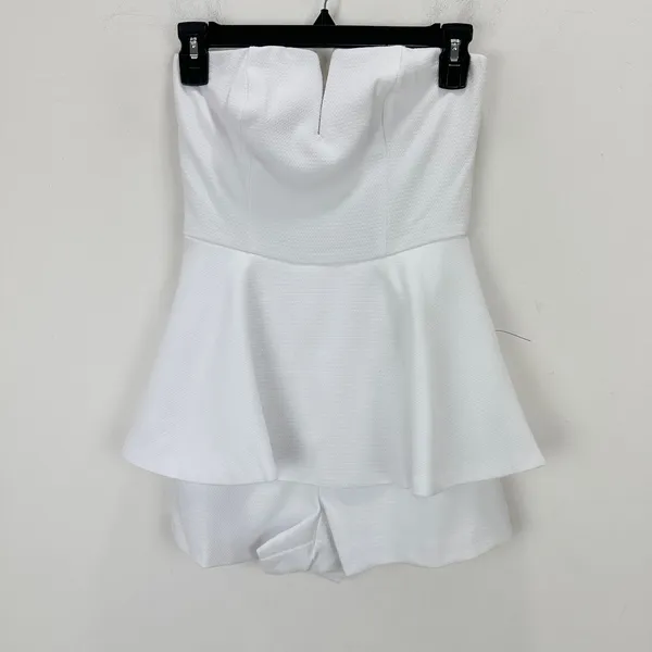 Lulus Where You Are White Strapless Romper Cute Party Bridal Vacation XS NWT - Image 7