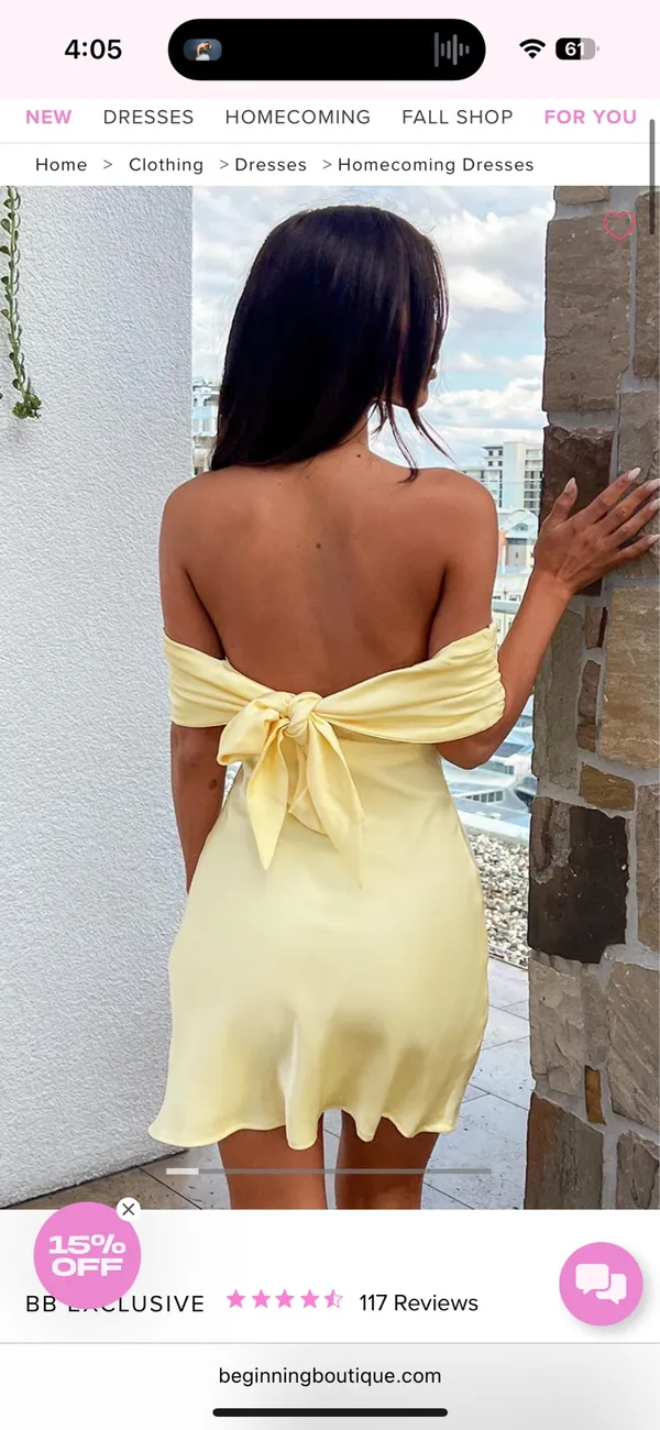 Beginning Boutique Dress Mini Yellow Satin Dress - Image 2