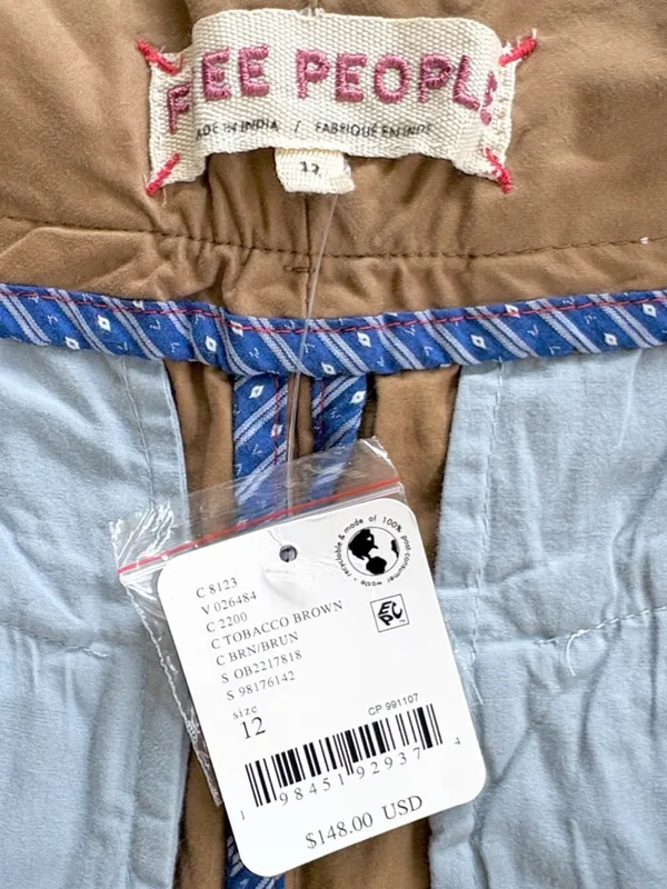 NWT Free People Wide Leg Buckle Back Pants Tobacco Brown Size 12 Retail $148.00 - Image 13