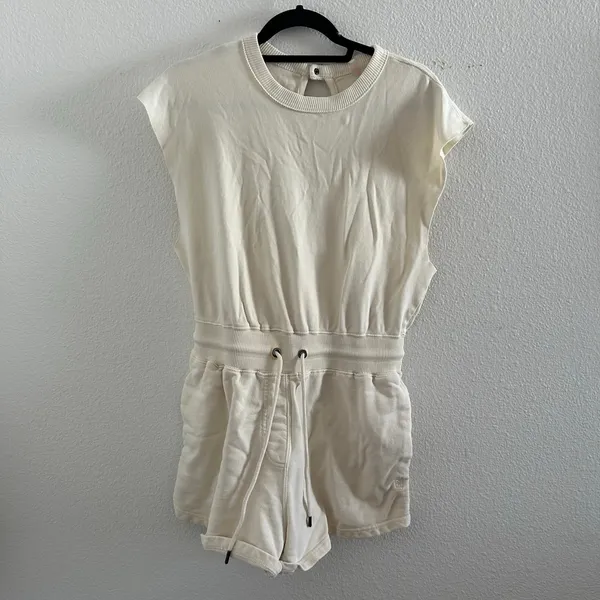 Free People Throw and Go Short Sleeve Shortsie in Sea Salt Size Small - Image 2