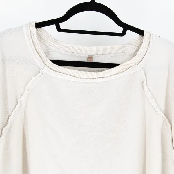 Free People One To Beat Cotton Terry Lined Oversized Off Shoulder Sweater Ivory - Image 2