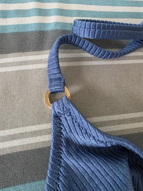 Aerie Blue Ribbed String Bikini Set XL - Image 5