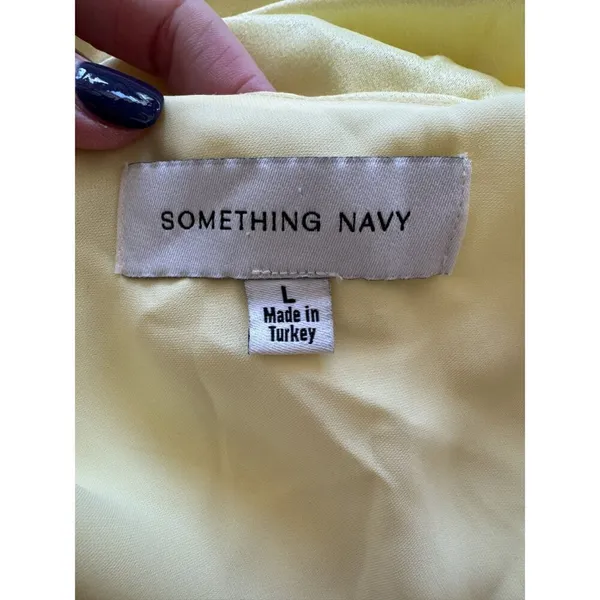 Something Navy Dress Women Large Yellow Silky‎ Essential Criss Cross Back Slip - Image 10
