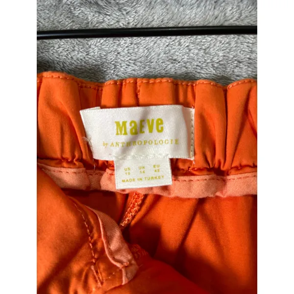 Maeve Anthropologie Slouchy Wide‎ Leg Trousers Bright Orange High Rise 10 New - Image 8