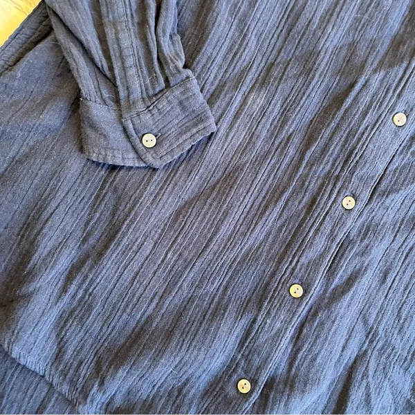 Time & Tru Blouse Button Down Blue 16-18 XL Long Sleeve Shirt Lagenlook Plus - Image 8