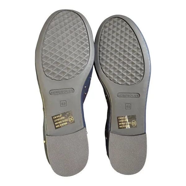 Aerosoles x Martha Stewart Shelley Flats 8.5 Navy Leather Studded Ballet Shoes - Image 6