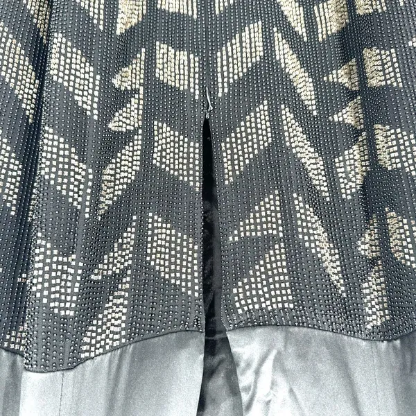 Reiss‎ Size 10 Dress Black Silk Sheath Beaded Geometric Short Sleeve Cocktail - Image 4