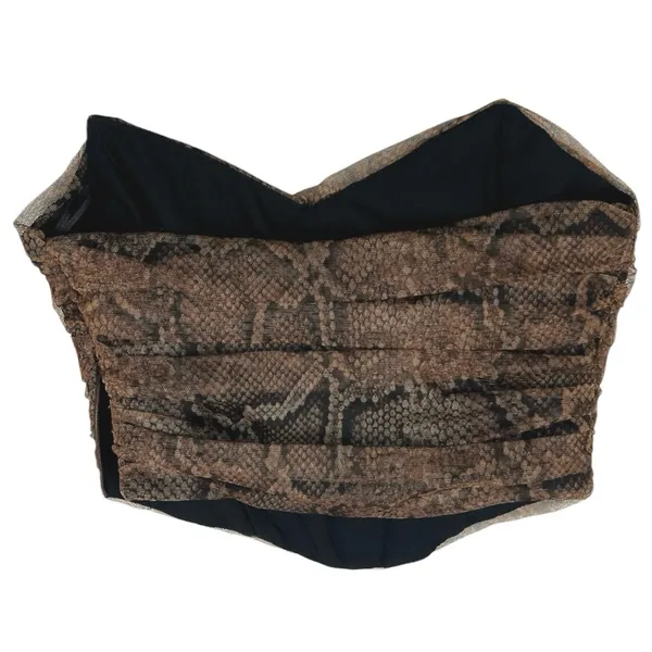 Zara Brown Snake Animal Print Sweetheart Strapless Mesh Tube Crop Top Size XS - Image 5
