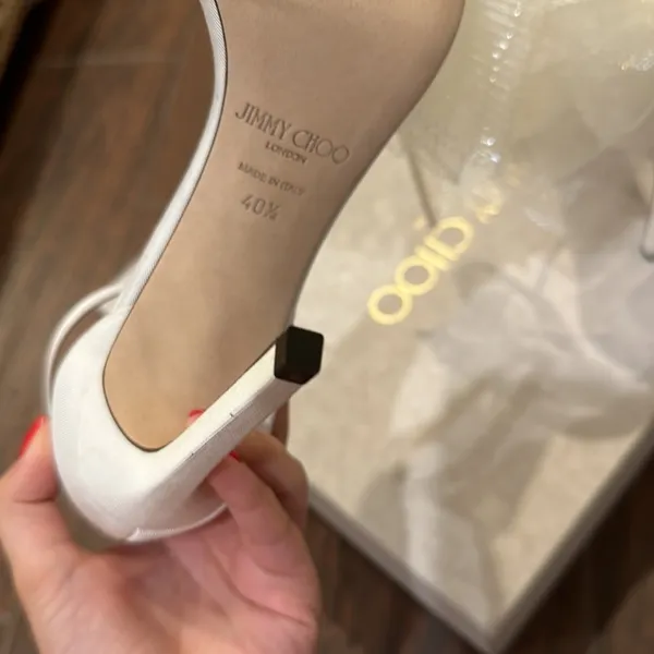 Jimmy Choo Aveline White Bow Heels - Image 10