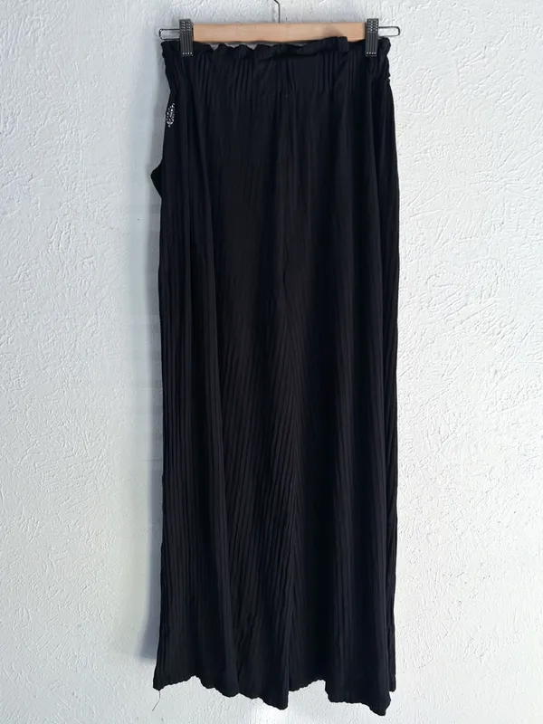 FP Movement Blissed Out Wide Leg Pants Black Ribbed High Rise Small - Image 6