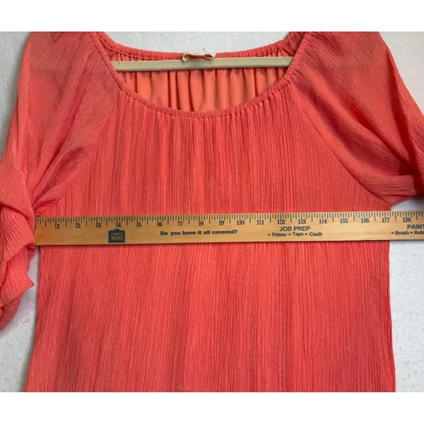 Indigo Rose Women Coral Pink Crinkle Gauze Ruffle Sleeve Shift Dress XL - Image 8