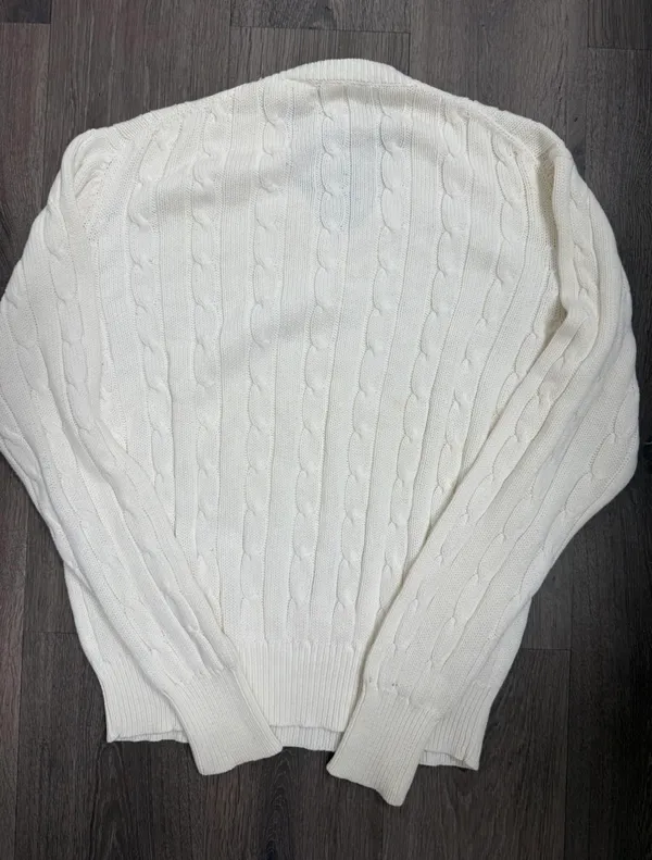 Saks Fifth Avenue Women’s Ivory Cable Knit Sweater Pullover Sz XL 100% Cotton - Image 6