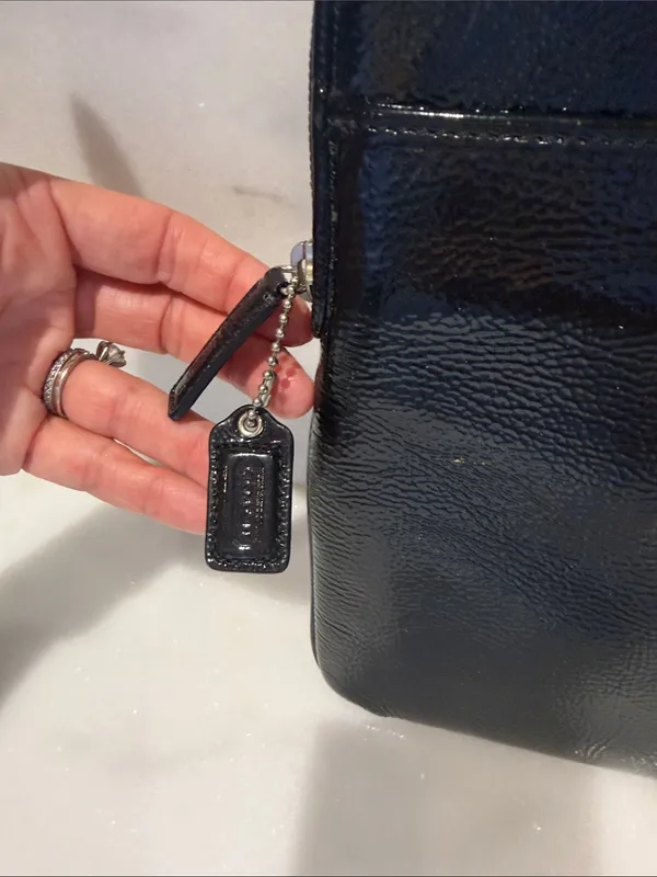 Coach Black Patent Leather Laptop Sleeve - Image 3