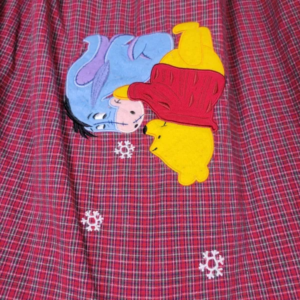 Disney Pooh V-neck Women's Plaid Night Oversized Shirt Long Sleeves‎ - Image 2