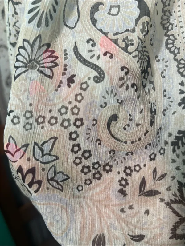 Boho Paisley Ruffle Blouse in Cream and Black - Image 4