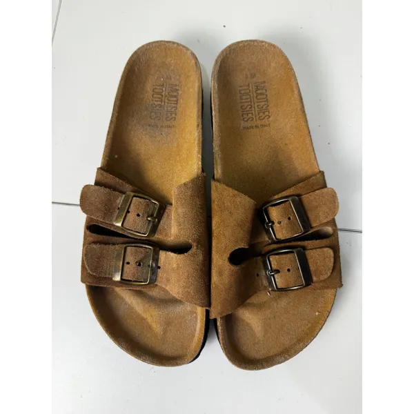 Mootsies Tootsies Sandals Womens 9 Brown Suede‎ Double Buckle Slide Cork Boho - Image 2