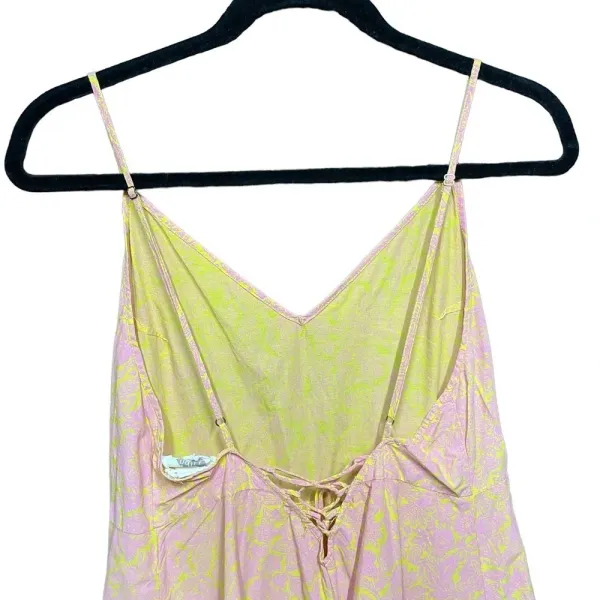 Anthropologie Lilka Saffron Romper Culottes Tie‎ Back Floral Pink Yellow Small - Image 8