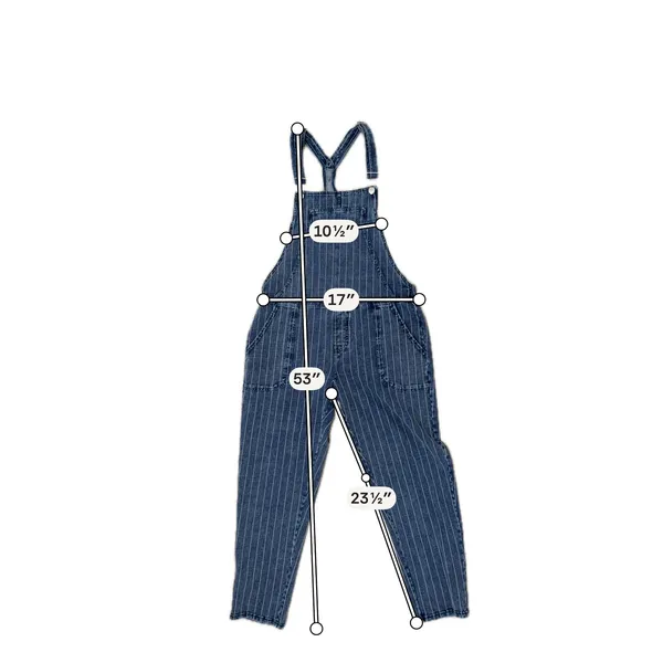 Z Supply French Terry Denim Pinstripe Bib Overalls Women's Medium Blue - Image 5