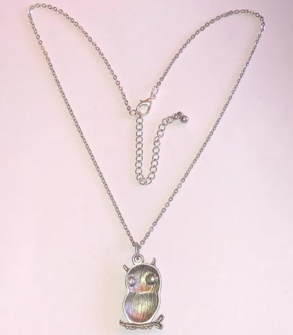 Silver Tone CZ Rhinestone Owl Pendant Dainty Boho Necklace - Image 6