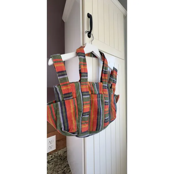 Free People Baby Oksana Tote C 8151 Small Orange Mix Striped Cotton Bag Women's - Image 3