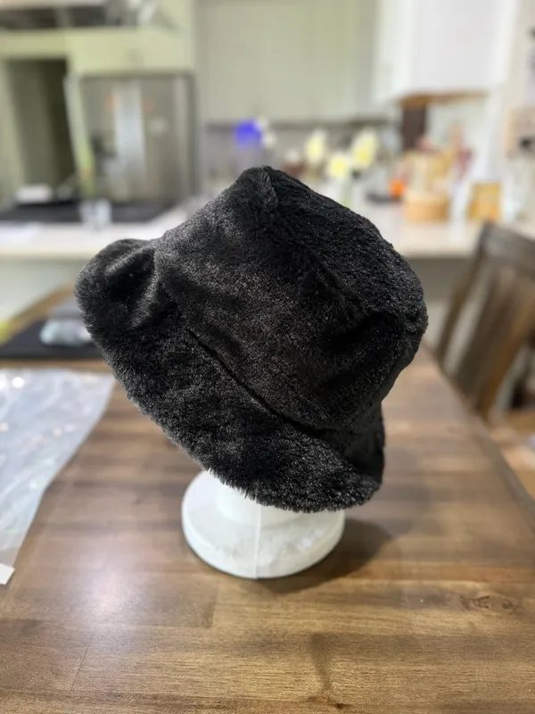 Women's Black Faux Fur Hat #260353 - Image 7