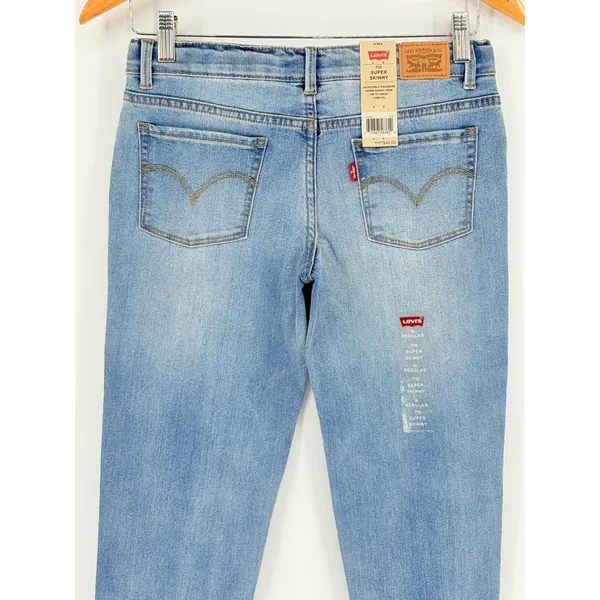 Levi's 710 Super Skinny Girls Size 16 Light Wash Denim Jeans Adjustable‎ NWT - Image 6