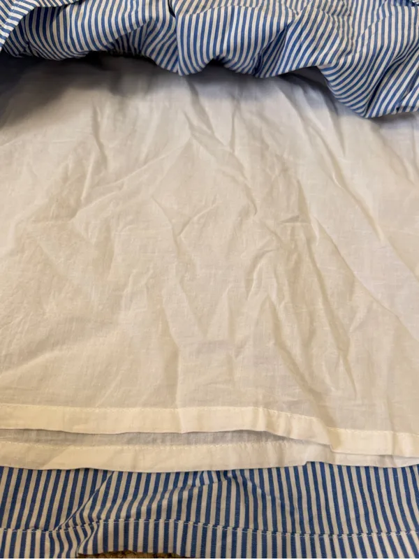 J.Crew Seersucker Coastal Blue White Stripe‎ Tiered Midi Dress Pockets 4P - Image 11